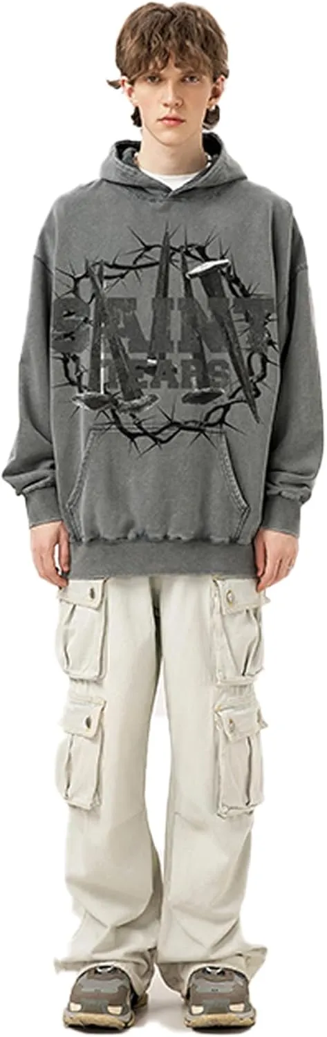 Men's 3D Graphic Print Hooded Casual Oversized Hoodies Pink&Grey Mix Special Color Long Sleeve For Unisex