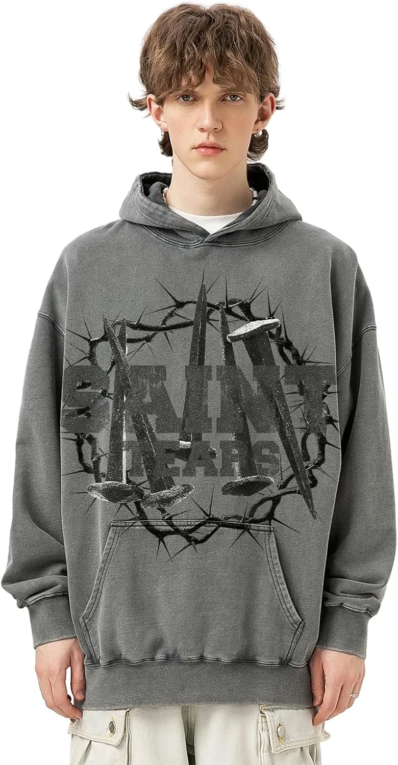 Men's 3D Graphic Print Hooded Casual Oversized Hoodies Pink&Grey Mix Special Color Long Sleeve For Unisex