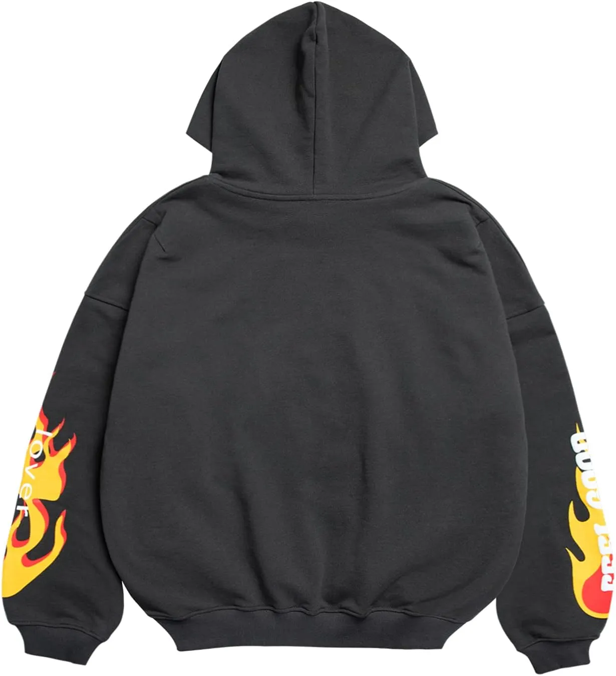Men's i like you You'Expensive Hip Hop Portrait Graffiti Print Hoodie Highweight Cotton Hooded Grey