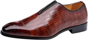 Mens Leather Boots Classical Style Shoes for Men Slip On PU Leather Low Rubber Sole Block Heel Work Feet Men