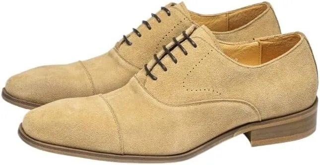 Men's Leather Shoes Oxford Shoes Business Shoes Casual Mode Square Toe Lace-Up Wedge Flat Suede Finish Vintage Design Skin-Friendly Lining Handcrafted Stitching