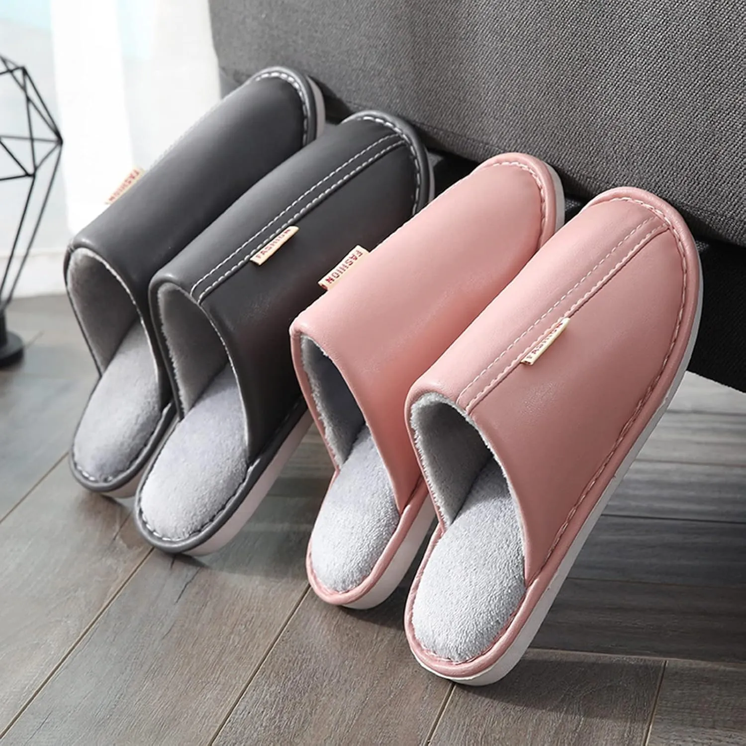 Mens Slippers Slip on Indoor Outdoor Cute Printed Warm Casual Household Slippers Mens Slippers Leather Bottom