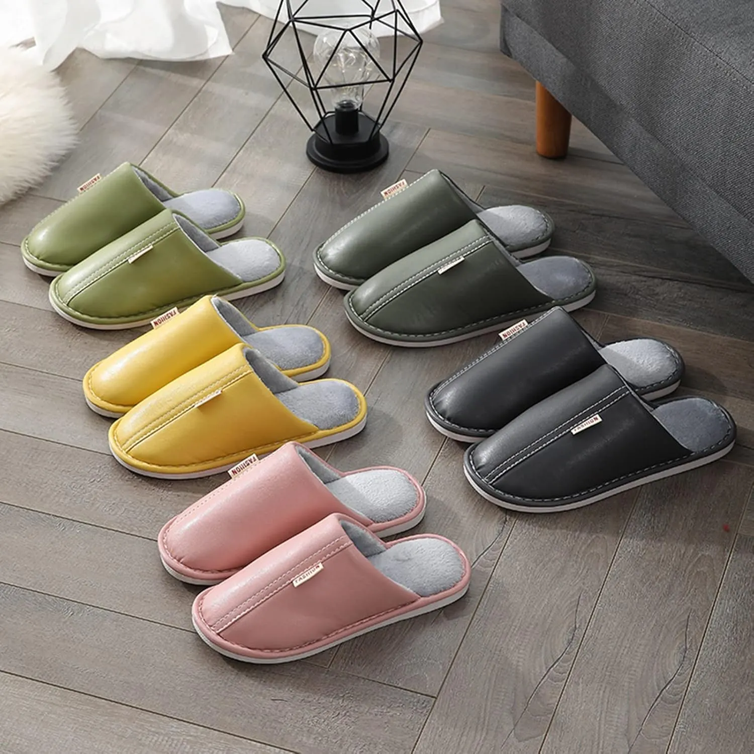Mens Slippers Slip on Indoor Outdoor Cute Printed Warm Casual Household Slippers Mens Slippers Leather Bottom