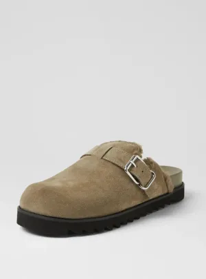 Merchah Suede Mules -  Khaki Black