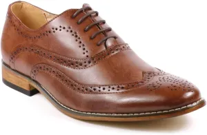 Metrocharm MC102 Men's Wing Tip Perforated Lace Up Oxford Dress Shoes