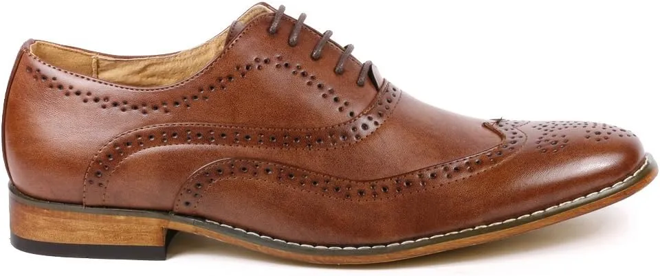 Metrocharm MC102 Men's Wing Tip Perforated Lace Up Oxford Dress Shoes