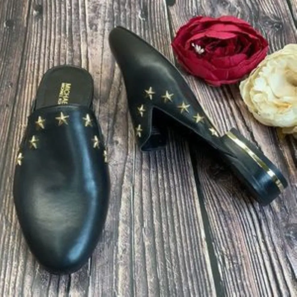 Michael Kors Black Leather Natasha Slide Mules 5M