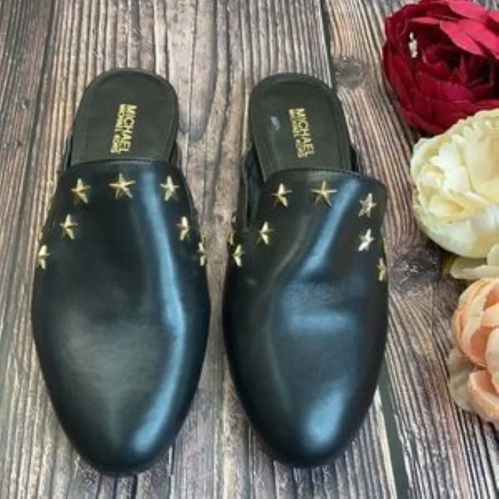 Michael Kors Black Leather Natasha Slide Mules 5M