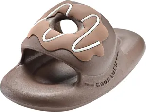 Microfiber Slippers for Men Flat Soles Thick Soles Non Slip Doughnuts Colorblock Open Toed Slippers Slides for
