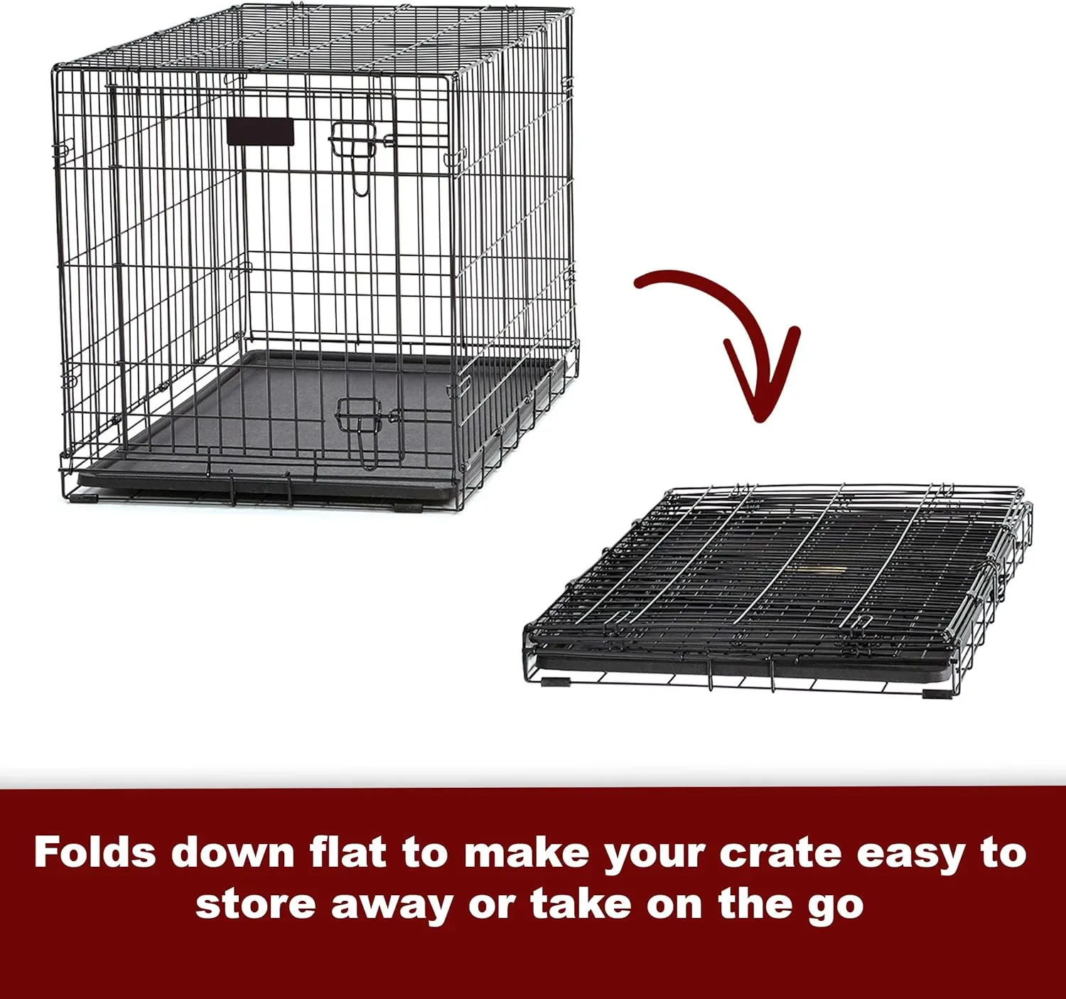 MidWest Homes for Pets Ultima Pro Series 36' Dog Crate | Extra-Strong Double Door Folding Metal Dog Crate w/Divider Panel, Floor Protecting 'Roller Feet' & Leak-Proof Plastic Pan