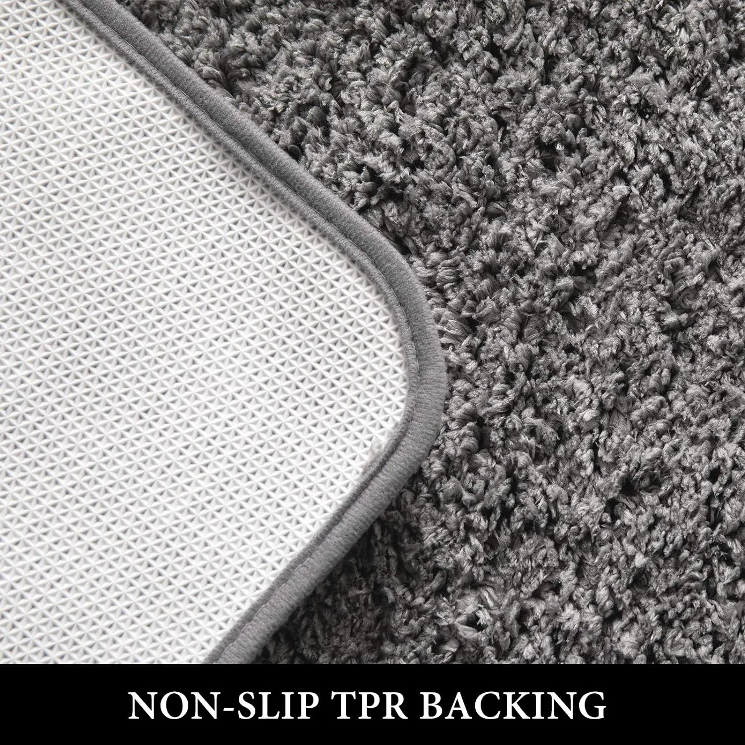 MIULEE Set of 2 Non Slip Shaggy Bathroom Rugs Extra Thick Soft Bath Mats Plush Microfiber Absorbent Water for Tub Shower Machine Washable (Grey, 16x24 inches)