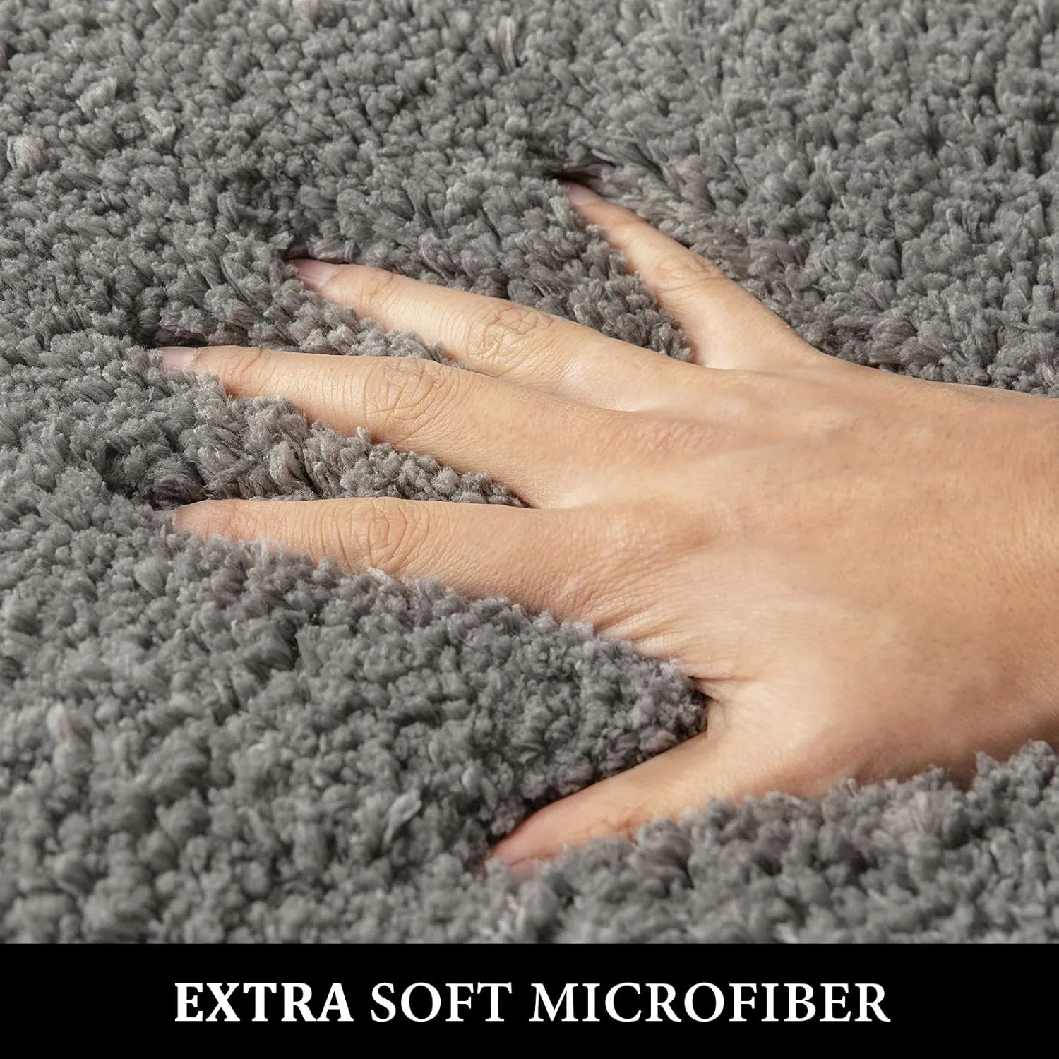MIULEE Set of 2 Non Slip Shaggy Bathroom Rugs Extra Thick Soft Bath Mats Plush Microfiber Absorbent Water for Tub Shower Machine Washable (Grey, 16x24 inches)