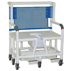 MJM International 131-5HD , Bariatric Shower Chair (30"), 6X Heavy Duty Casters (5"), Footrest