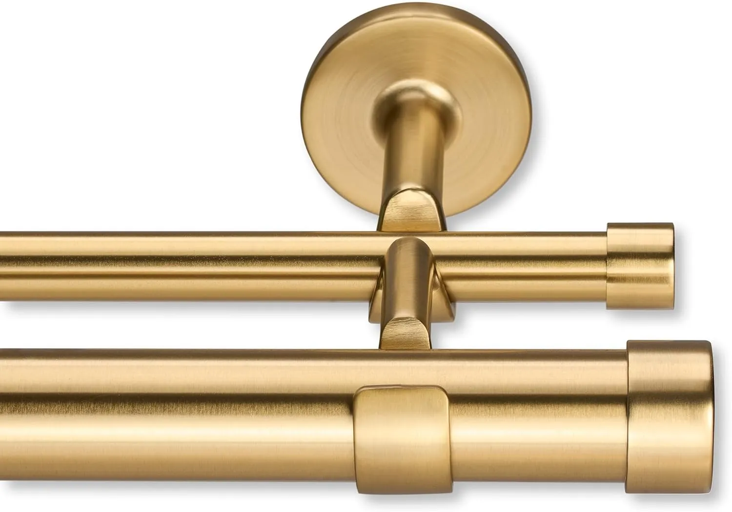 MODE Cambria Designer Series - Premium 7 foot Custom Double Curtain Rod - 1-1/8 inch Large Diameter - Non-Adjustable for a Seamless Look - Premium Designer Brackets and End Caps - Brushed Gold Finish