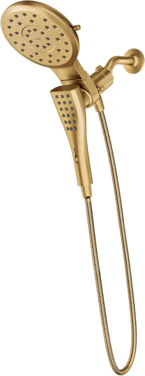 Moen 220C3BG Verso Eight-Function 7 Round Shower Spray Head with Handshower, 72-Inch Hose, Brushed Gold