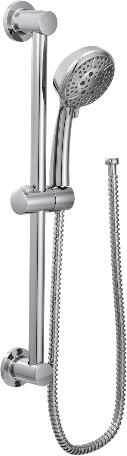 Moen Eco-Performance Chrome 4-Spray Pattern Handheld Showerhead with 69-Inch-Long Hose and 30-Inch Grab Slide Bar, 3669EP