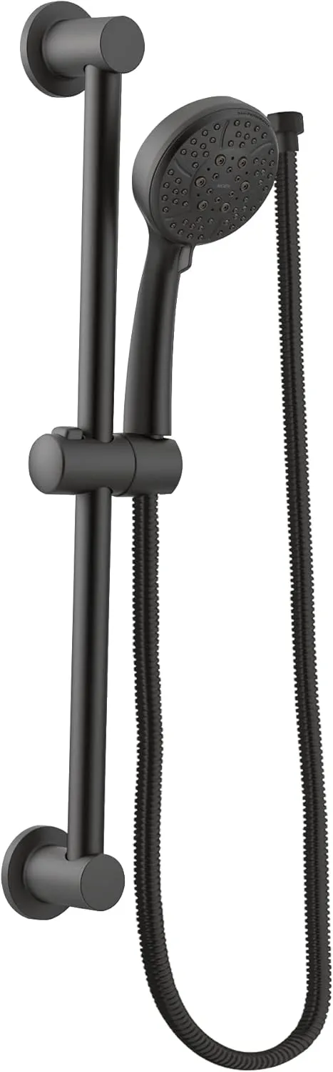 Moen Matte Black Eco-Performance 4-Spray Pattern Detachable Handheld Showerhead with 69-Inch-Long Hose and 30-Inch Slide Bar, 3669EPBL