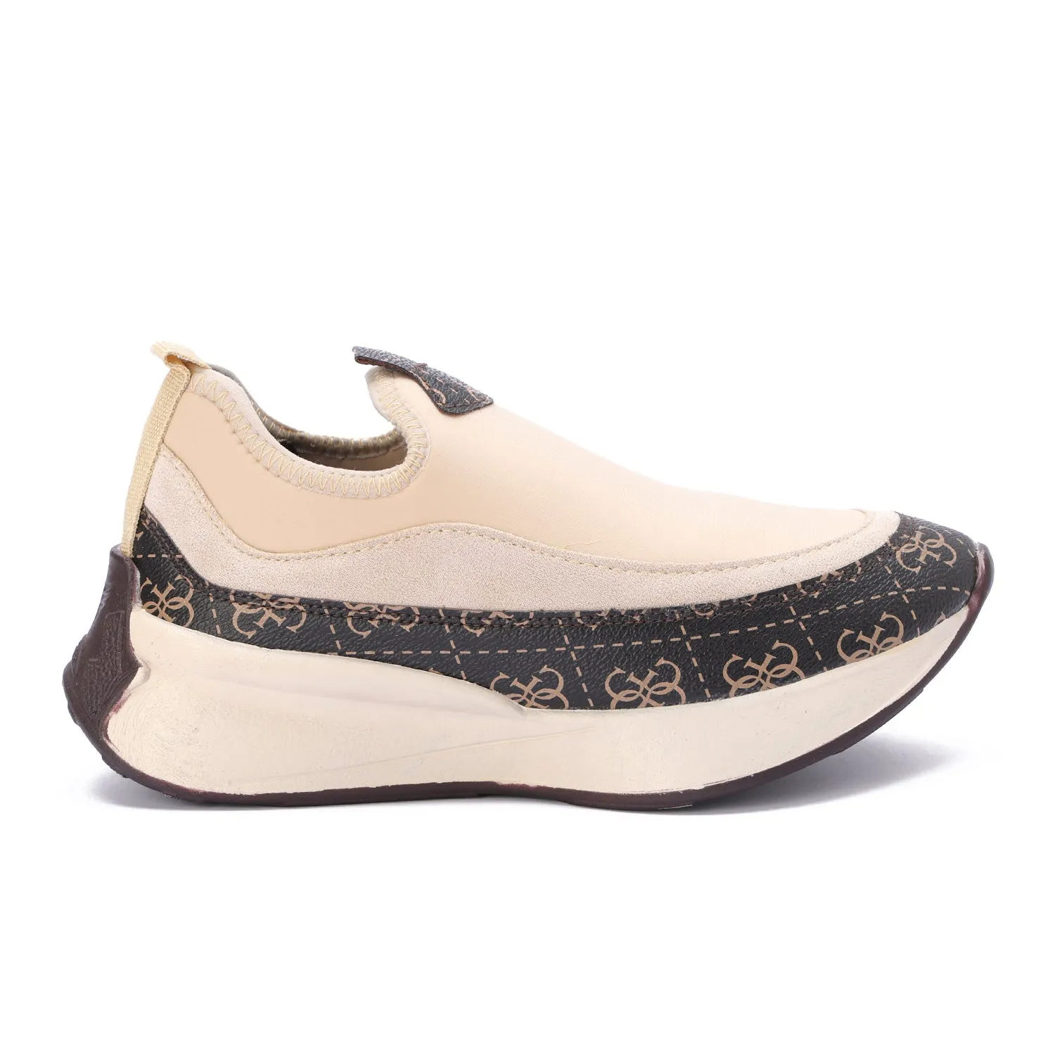 Monochrome Slip-On Chunky Sneakers-Beige