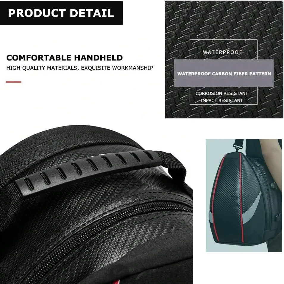 Motorcycle Tail Bag for Triumph Daytona 660 (Sport) 2024, Large Capacity Water-Resistant Wear-Resistant Motorcycle Helmet Bag, Expandable Rear Seat Storage Luggage Backpack,B White Black