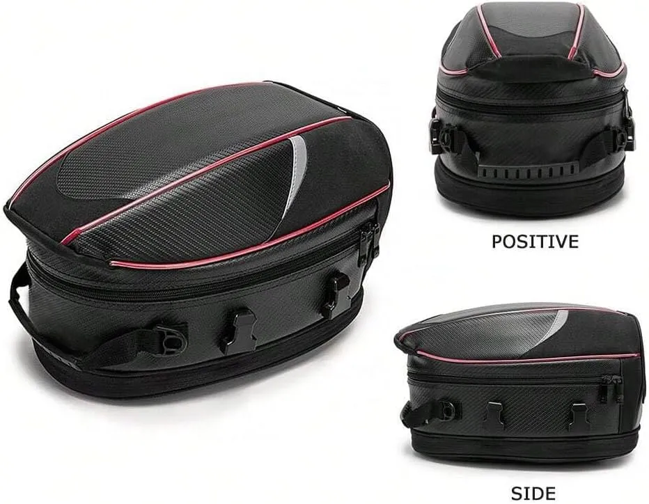 Motorcycle Tail Bag for Triumph Daytona 660 (Sport) 2024, Large Capacity Water-Resistant Wear-Resistant Motorcycle Helmet Bag, Expandable Rear Seat Storage Luggage Backpack,B White Black