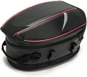 Motorcycle Tail Bag for Triumph Rocket 3 Cruisers, Large Capacity Water-Resistant Wear-Resistant Motorcycle Helmet Bag, Expandable Rear Seat Storage Luggage Backpack,A Red Black