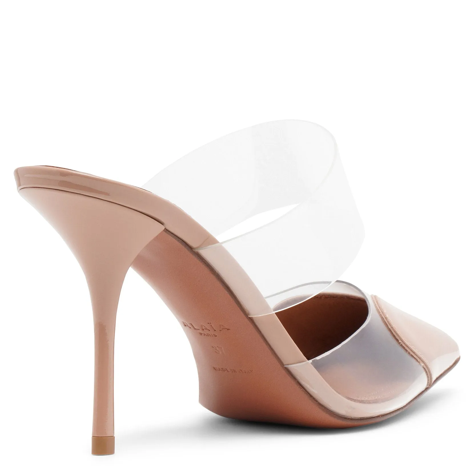 Mule Coeur 90 patent beige mules