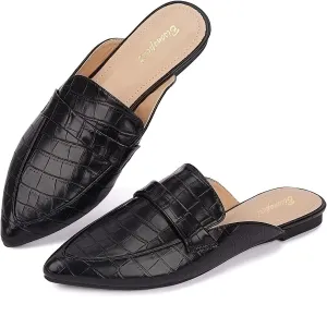 Mules for Women Flats Pointed Toe Slip On Mules Comfortable Loafer Shoes