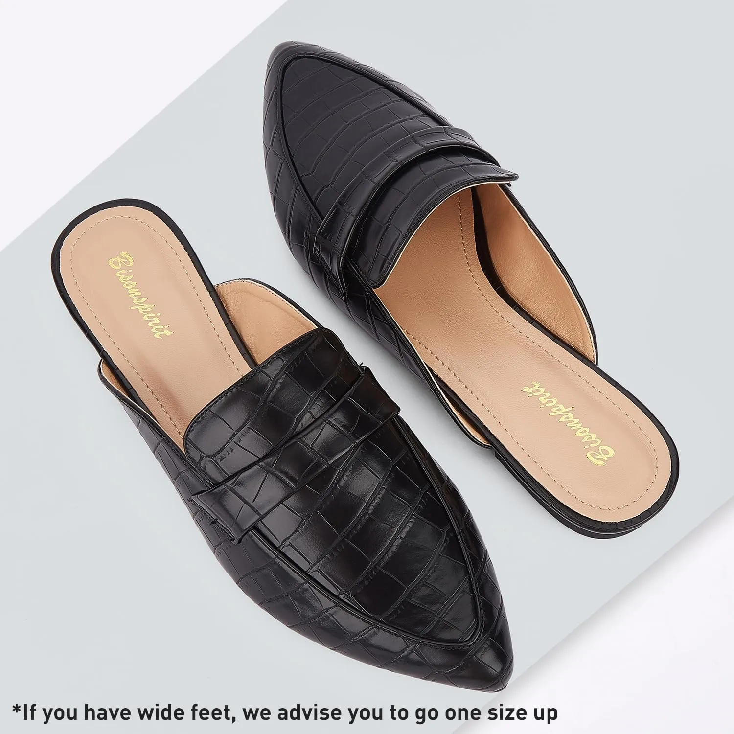 Mules for Women Flats Pointed Toe Slip On Mules Comfortable Loafer Shoes