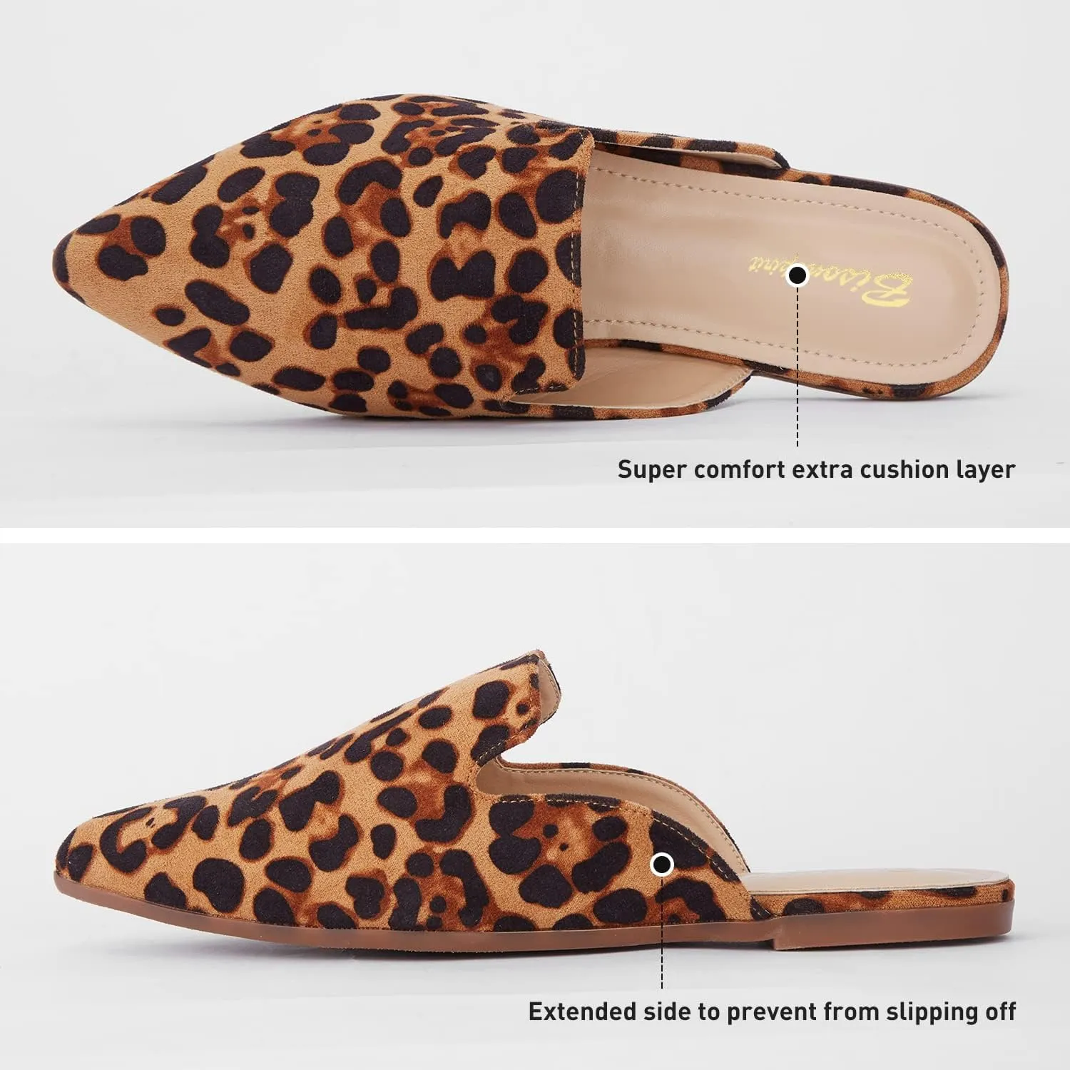Mules for Women Flats Pointed Toe Slip On Slides Loafer Shoes