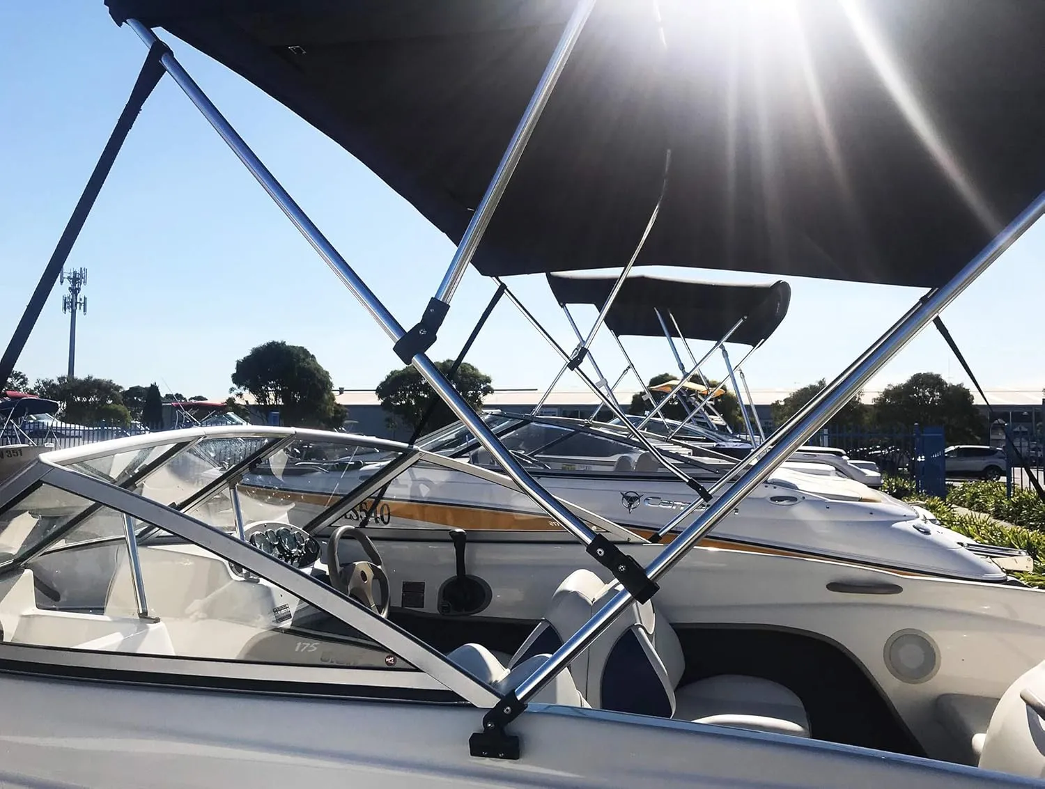Mxeol Boat Top Fittings Hardware Combo Black Nylon Bimini Caps Jaw Slides Deck Hinges Pad Eye w/Screws