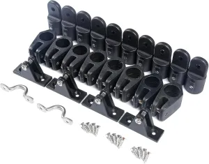 Mxeol Boat Top Fittings Hardware Combo Black Nylon Bimini Caps Jaw Slides Deck Hinges Pad Eye w/Screws