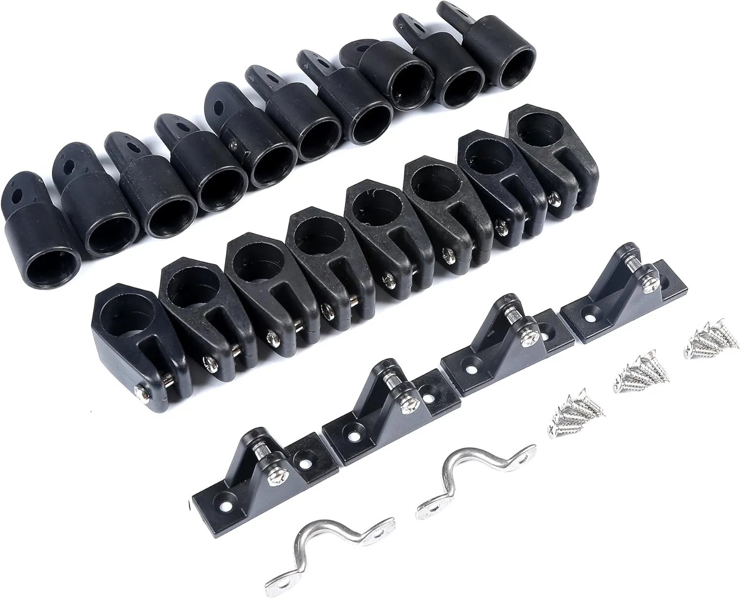 Mxeol Boat Top Fittings Hardware Combo Black Nylon Bimini Caps Jaw Slides Deck Hinges Pad Eye w/Screws