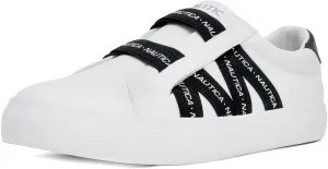 Nautica Women Slip-On Fashion Sneaker Casual Shoes -Halime-White Black Size-9