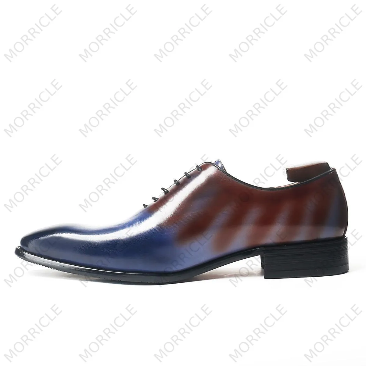 Navy & Red Brown Wholecut Oxford Shoes