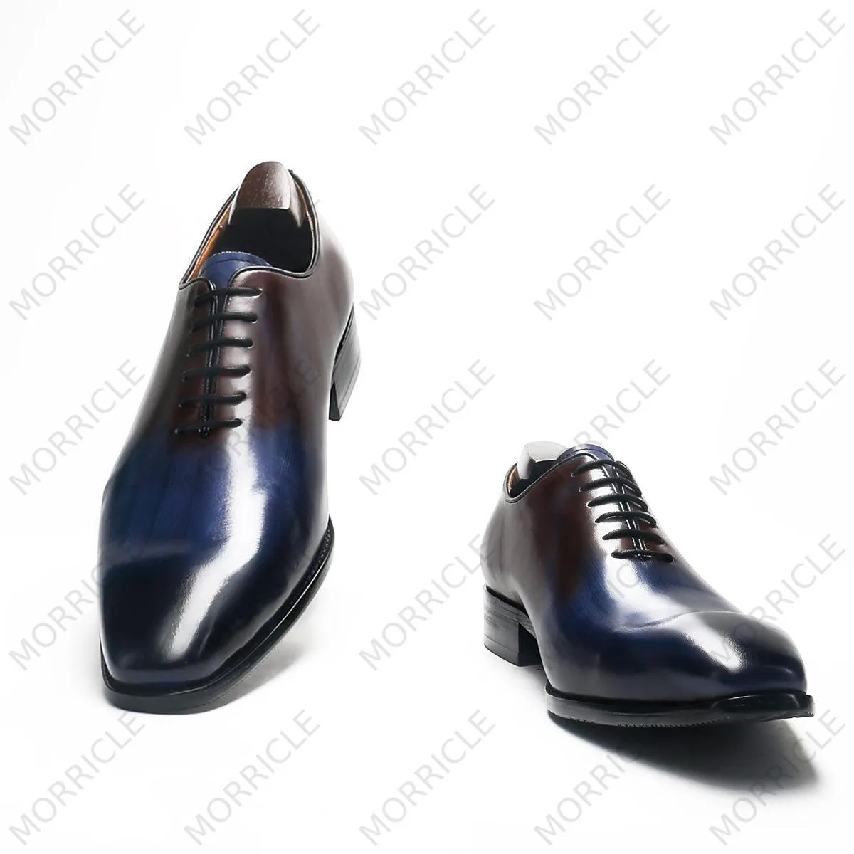 Navy & Red Brown Wholecut Oxford Shoes