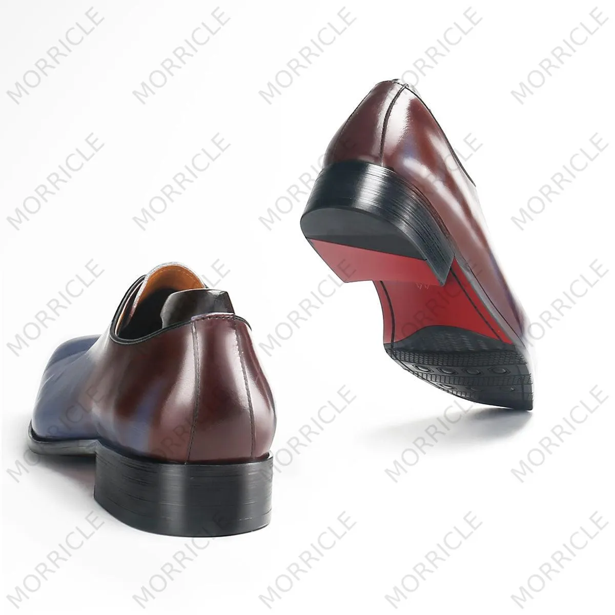 Navy & Red Brown Wholecut Oxford Shoes