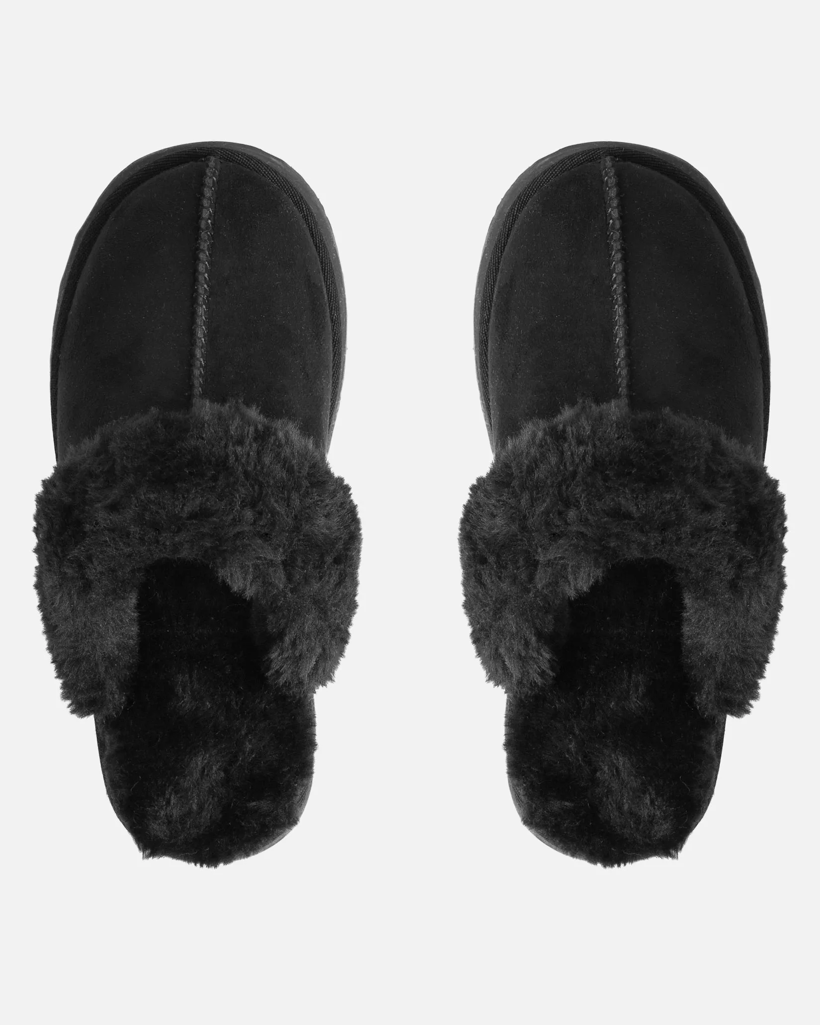 Navy Black Faux Suede Flatform Mules