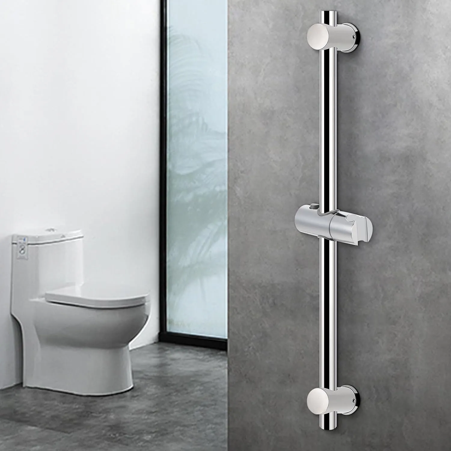 NearMoon Shower Slide Bar with Height/Angle Adjustable Handheld Shower Holder, Bathroom SUS 304 Stainless Steel Shower Head Holder for Bath (Screw Mounted, Chrome Finish)
