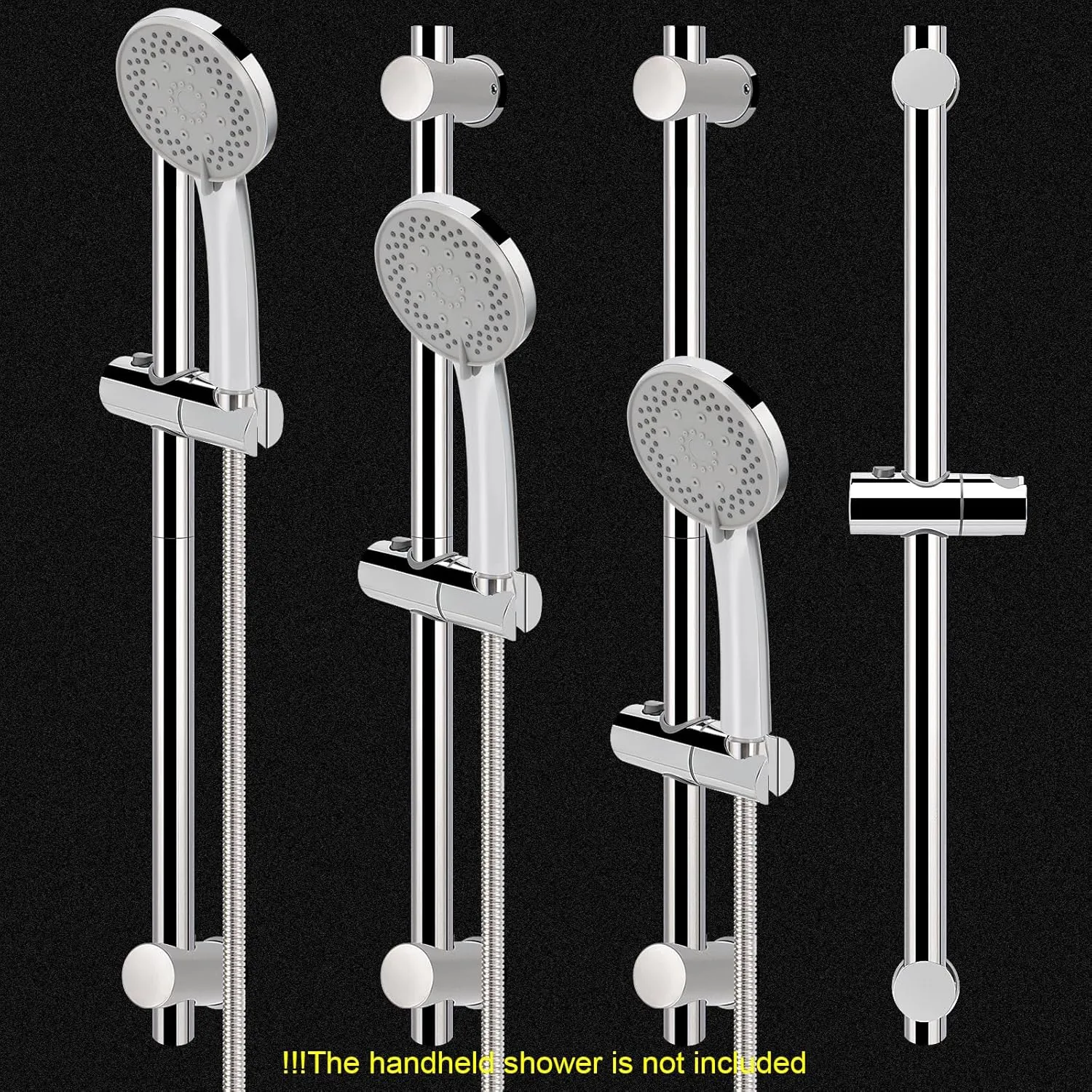 NearMoon Shower Slide Bar with Height/Angle Adjustable Handheld Shower Holder, Bathroom SUS 304 Stainless Steel Shower Head Holder for Bath (Screw Mounted, Chrome Finish)