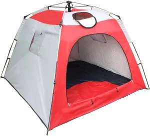 NIEH Winter Tent Warm Wind Thickening 3-4 Person Tents Automatic Stitching Portable Ice Fishing Tents Tourism for Family Short Weekends, 210x210x170cm, Red