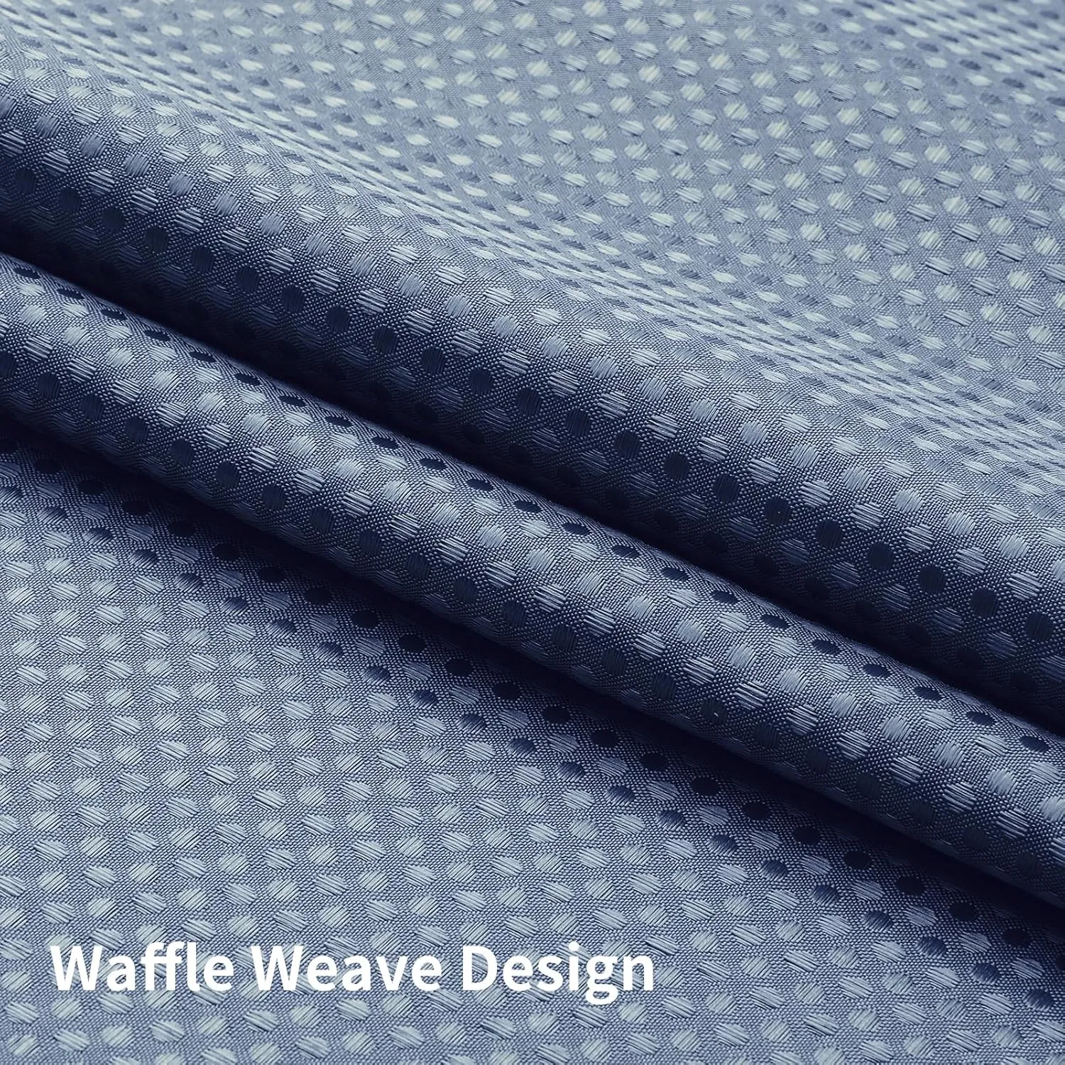 No Hook Shower Curtain with Snap in Fabric Liner, Waffle Weave Heavy Duty Thick Shower Curtains with Mesh Top Window, Hotel Style Waterproof Bathroom Curtain Set, 72 x 81 Inch, Moonlight Blue