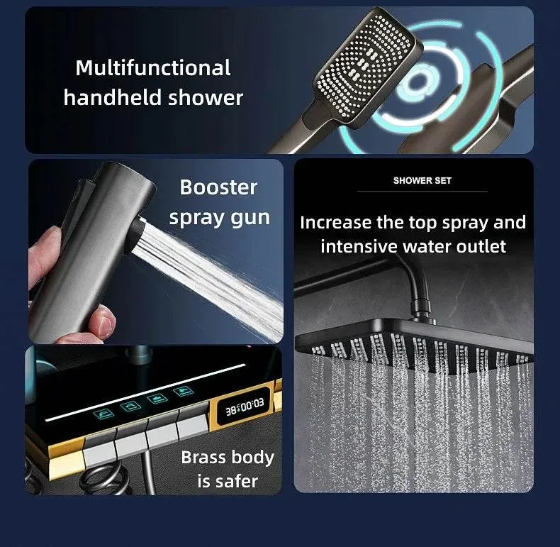 Nordic Piano Key Ambient Light Shower Set - Elegant LED Bathroom Lighting