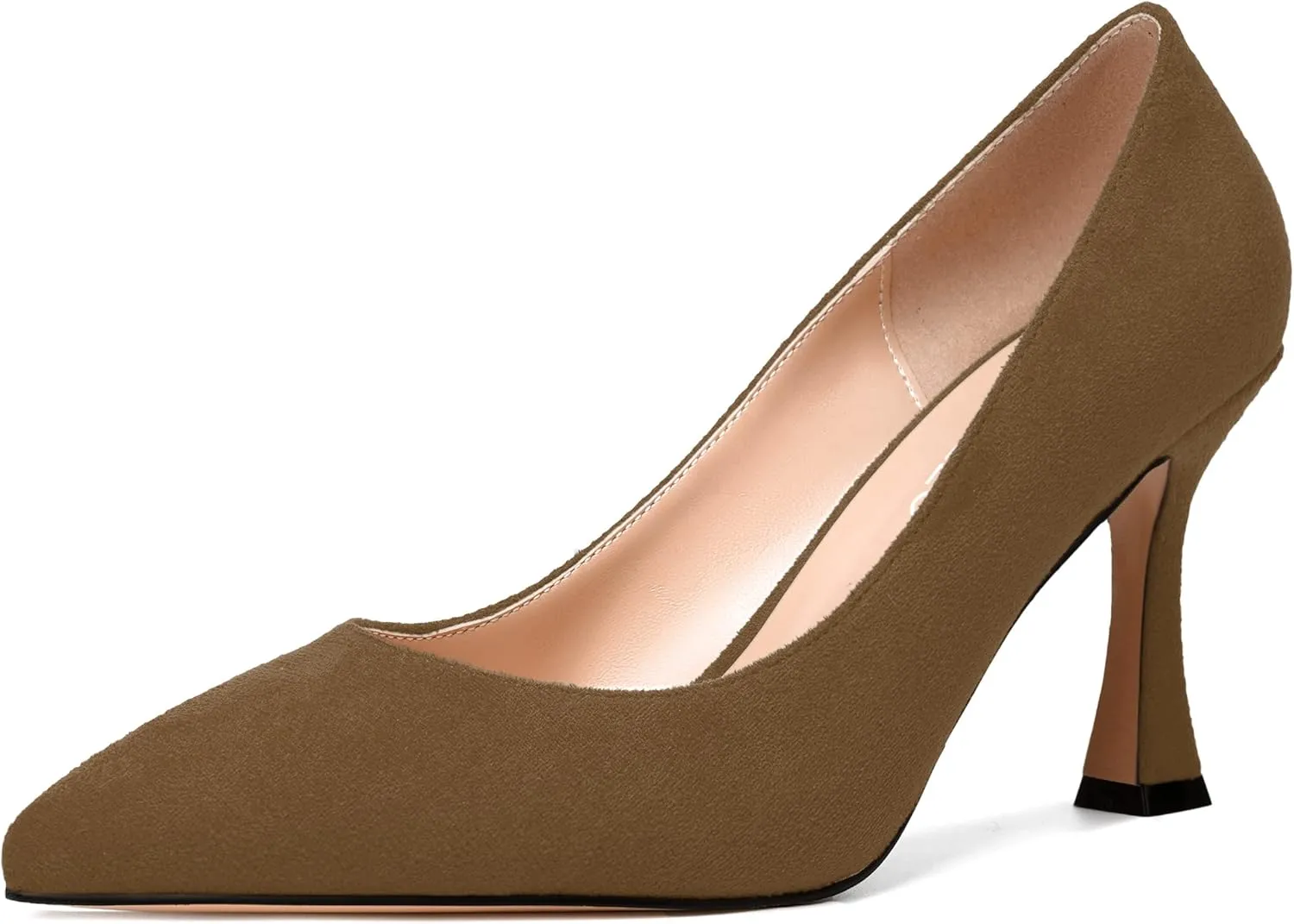 NUMALEO Womens Pointed Toe Cute Suede Slip On Solid Night Club Stiletto High Heel Pumps Shoes 3.3 Inch