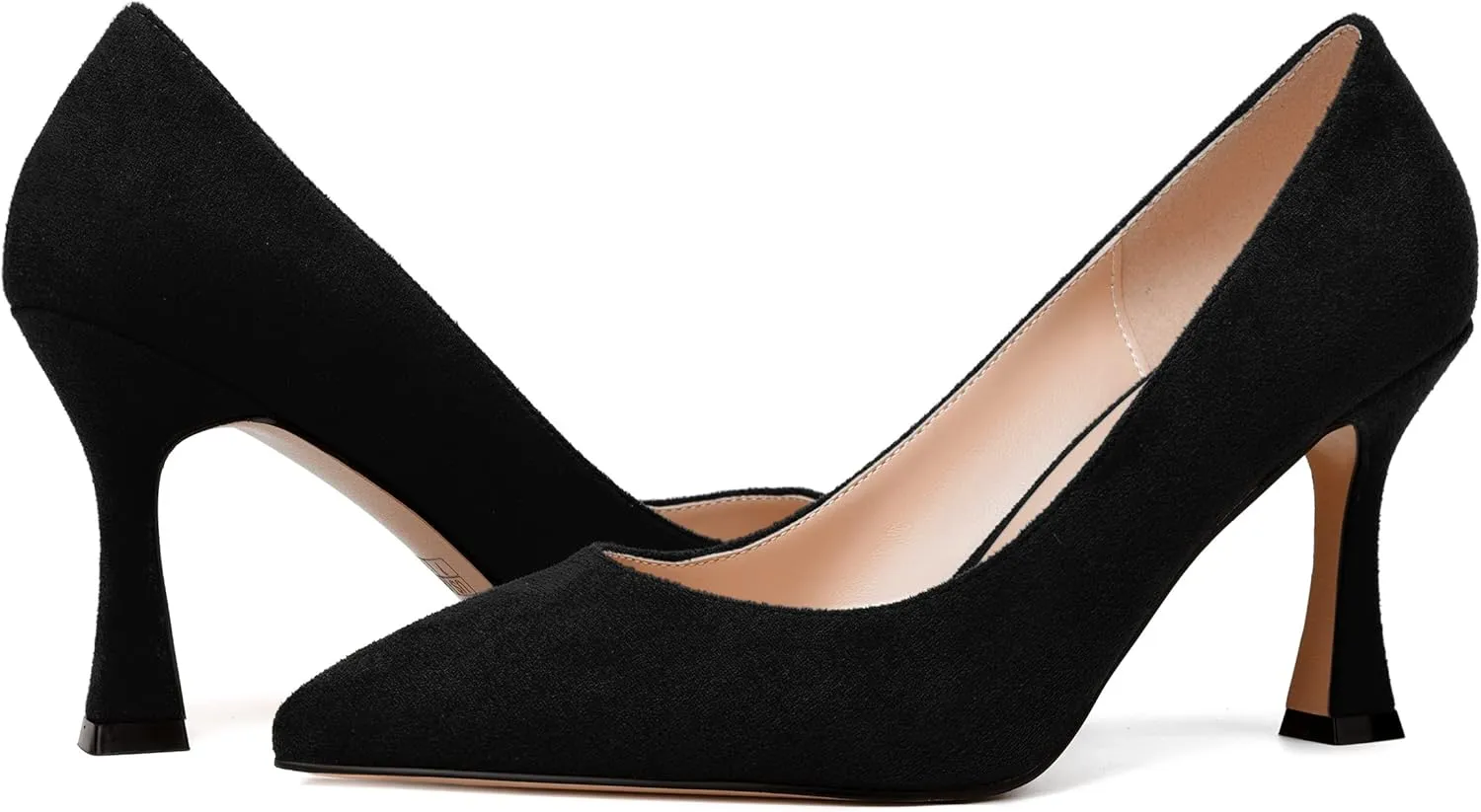 NUMALEO Womens Pointed Toe Cute Suede Slip On Solid Night Club Stiletto High Heel Pumps Shoes 3.3 Inch