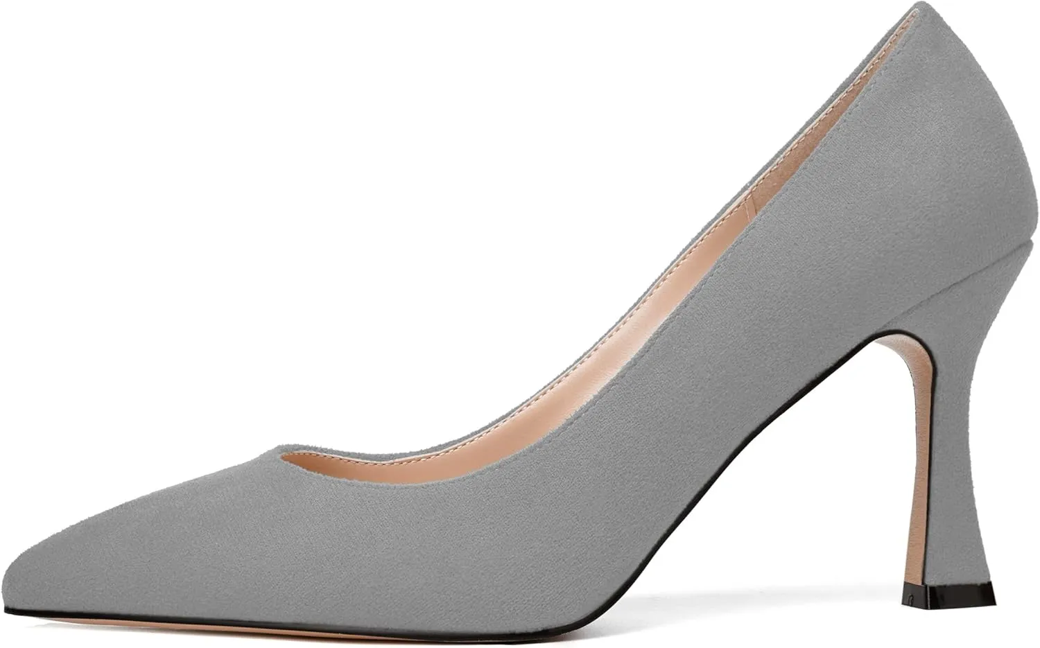 NUMALEO Womens Pointed Toe Cute Suede Slip On Solid Night Club Stiletto High Heel Pumps Shoes 3.3 Inch
