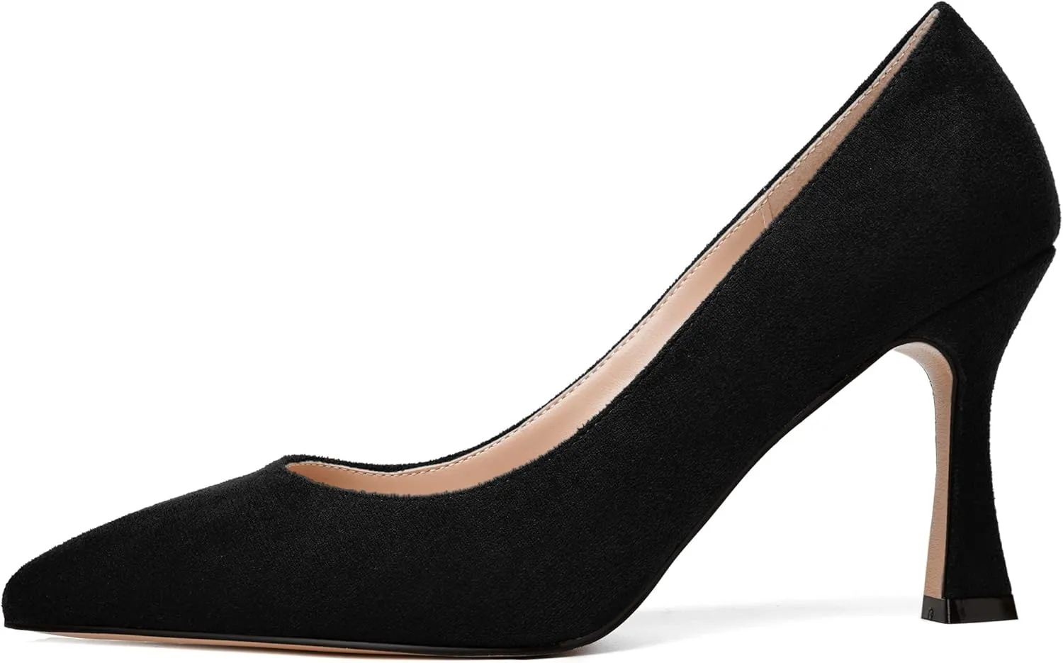 NUMALEO Womens Pointed Toe Cute Suede Slip On Solid Night Club Stiletto High Heel Pumps Shoes 3.3 Inch