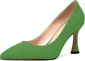 NUMALEO Womens Pointed Toe Cute Suede Slip On Solid Night Club Stiletto High Heel Pumps Shoes 3.3 Inch