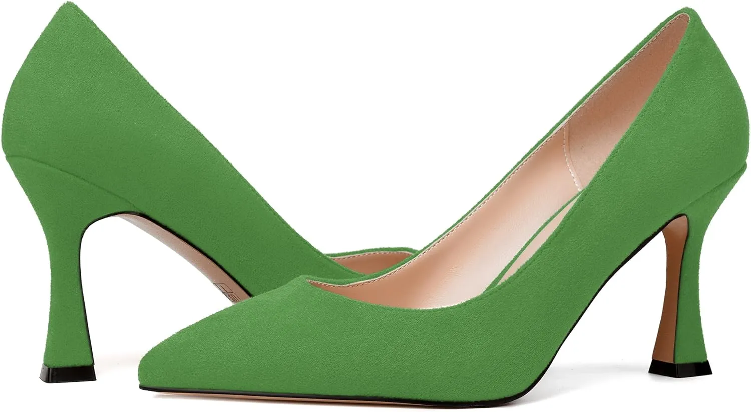 NUMALEO Womens Pointed Toe Cute Suede Slip On Solid Night Club Stiletto High Heel Pumps Shoes 3.3 Inch