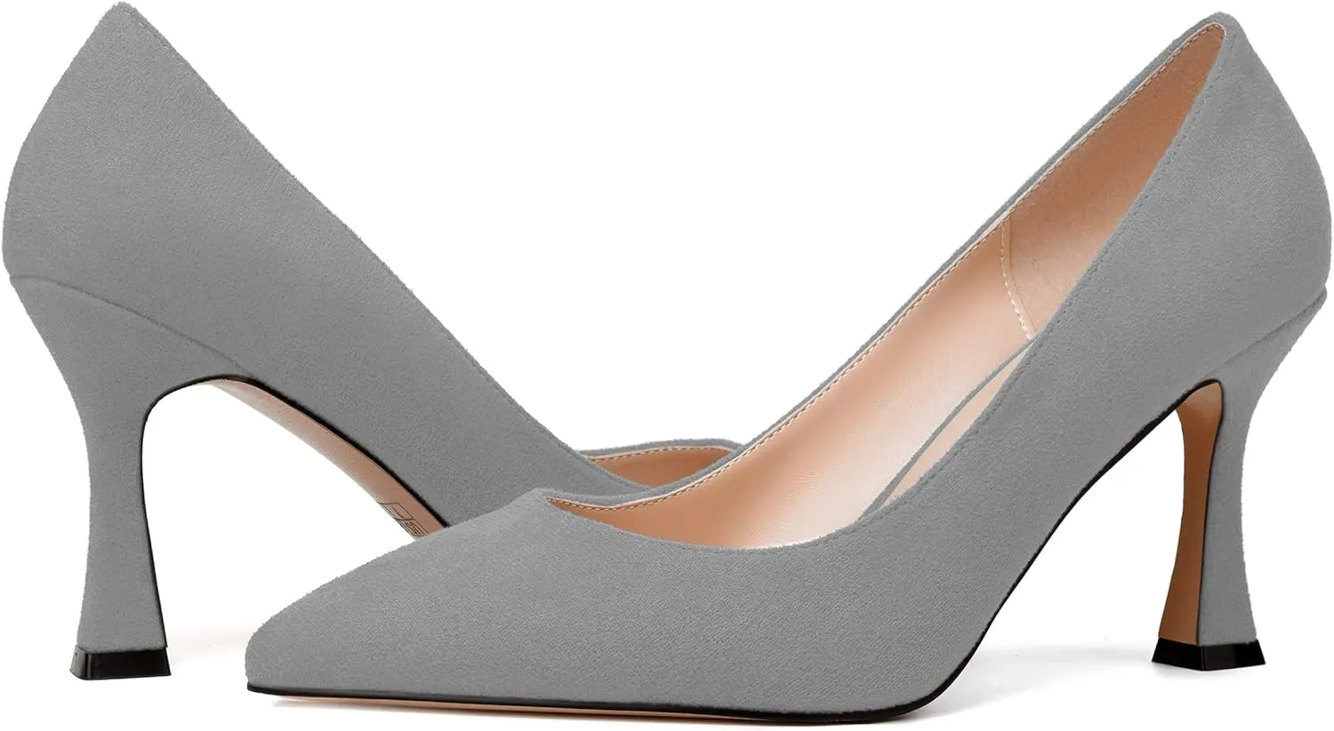 NUMALEO Womens Pointed Toe Cute Suede Slip On Solid Night Club Stiletto High Heel Pumps Shoes 3.3 Inch