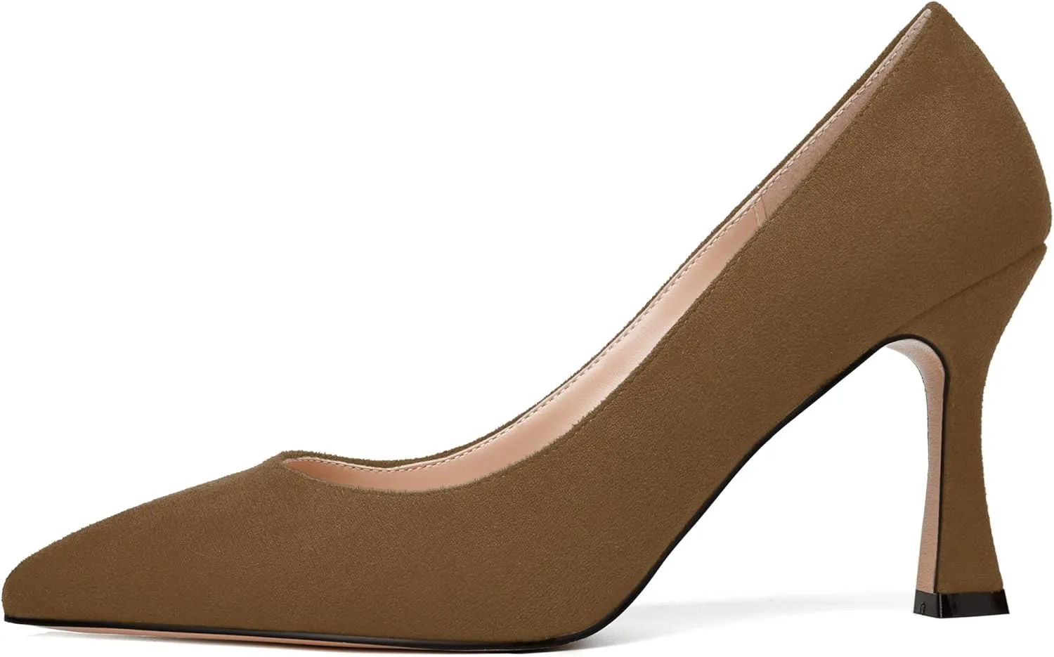 NUMALEO Womens Pointed Toe Cute Suede Slip On Solid Night Club Stiletto High Heel Pumps Shoes 3.3 Inch